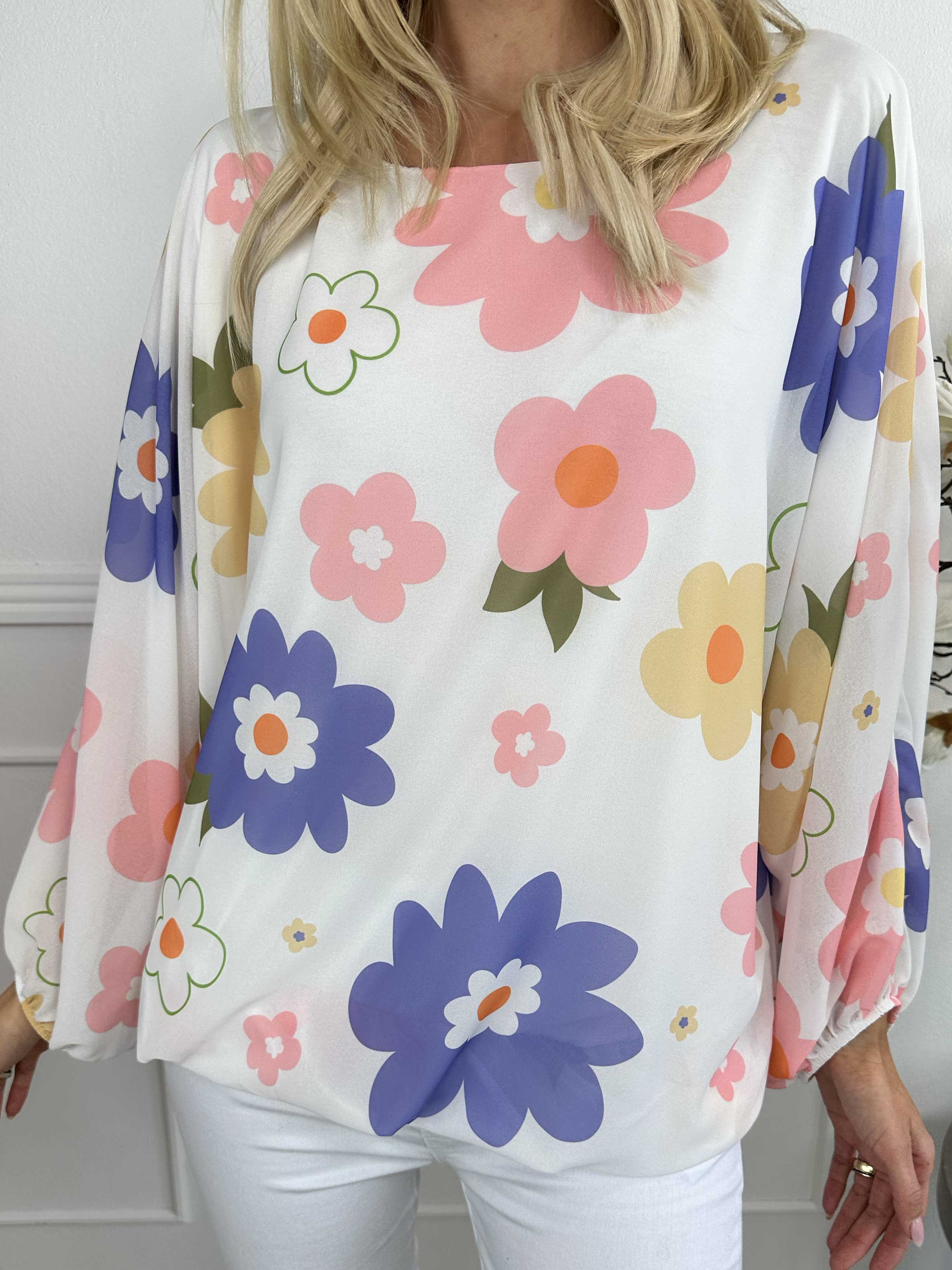 Destiny Flower - Bluse i chiffon med blomstermotiver